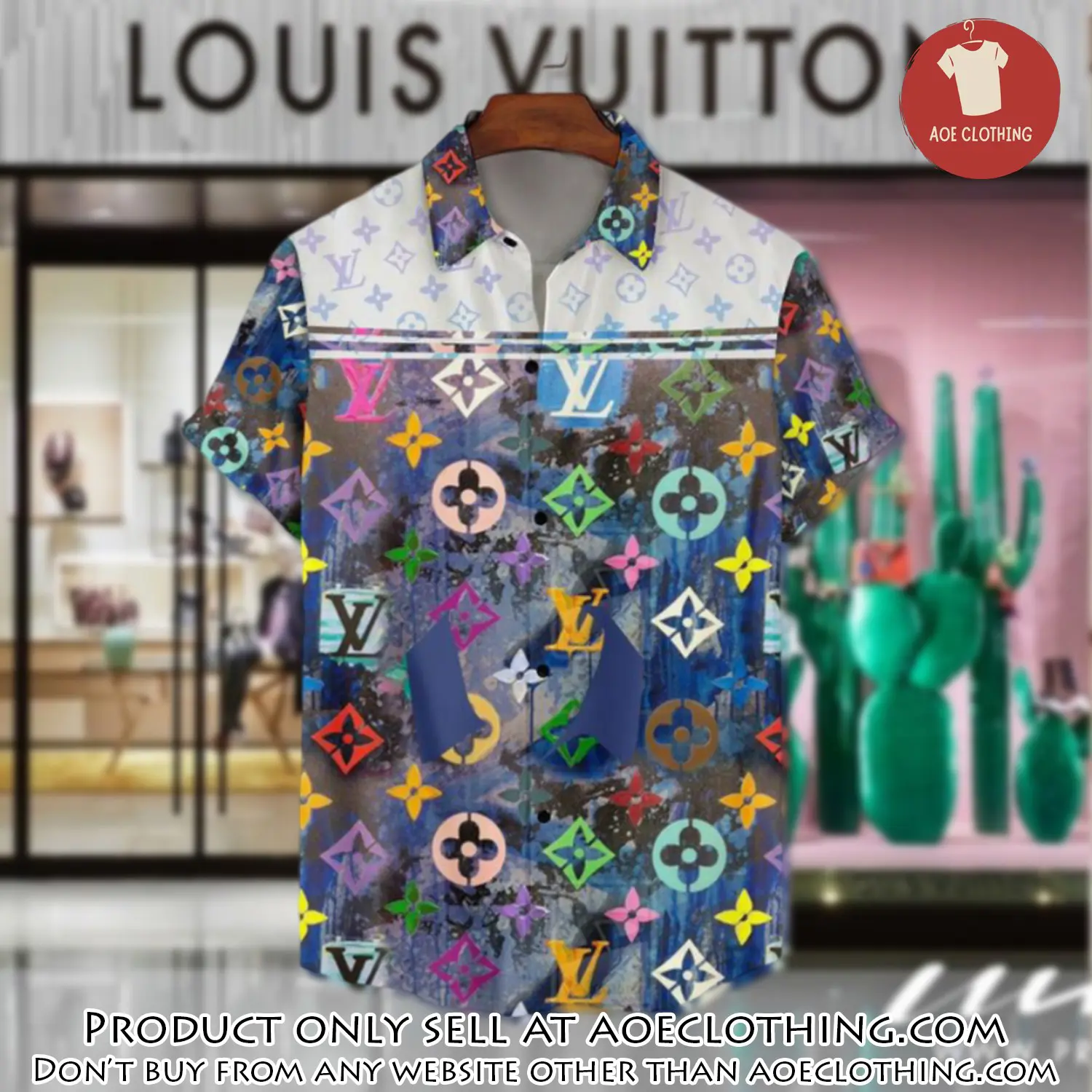 Lv louis vuitton luxury hawaiian shirt & short set lhs1198 aoe1112771